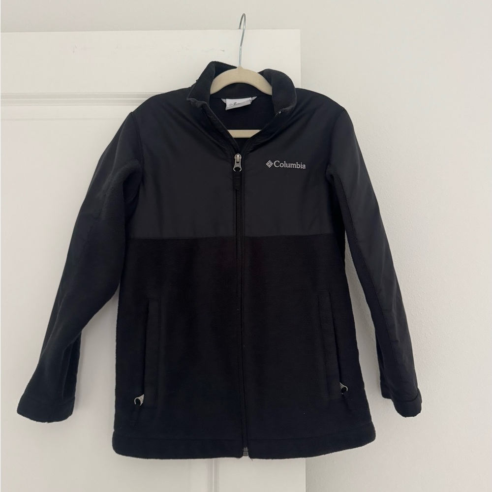 Columbia sportwear boys black fleece zip up sweater jacket size 8 years